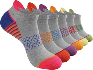 Womens Ankle Socks Athletic Running Socks Sport Cushioned Socks with Tab 6 Pairs - Picture 1 of 7