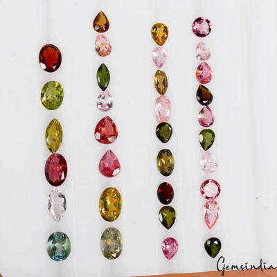 Certified 6.50 Ct Natural Multi Tourmaline Mix Cut 4-6mm Loose Gemstones~ 33 Pcs - Image 1 of 4