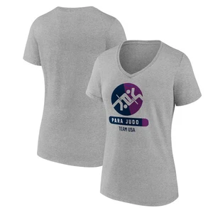 Women's Heather Gray US Paralympic Judo Radiating Victory V-Neck T-Shirt - Picture 1 of 3