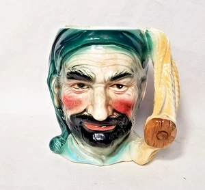 Black Beard Pirate Toby Mug Figural Head Face Cup 1980s Hand Painted 5.5" - Picture 1 of 8