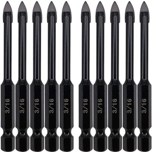 Hymnorq 3/16 Inch Glass and Tile Drill Bit 10pc Set, YG6X Tungsten Carbide Ti... - Picture 1 of 7