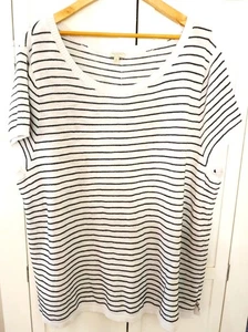 Top pulóver de algodón a rayas blanco y negro talla 2X Talbots Plus - Imagen 1 de 4