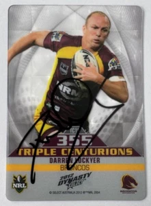 BRISBANE BRONCOS DARREN LOCKYER SIGNED 2012 SELECT TRIPLE CENTURIONS CARD - Picture 1 of 2