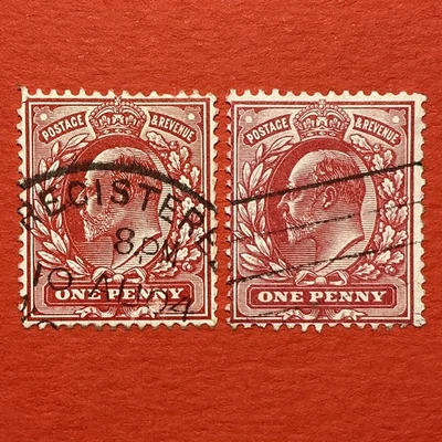 GB Stamps, 1902 King Edward VII 1d Scarlet Full Set Of Shades. SG# 219-20. U - Image 1 of 3