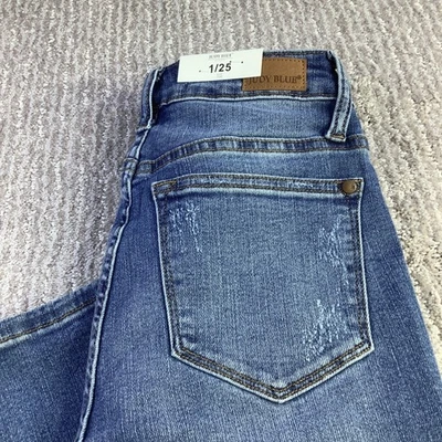 Pantalones de mezclilla Judy Blue para mujer con parche de limón talla 1/25 desgastados cintura alta ajustados nuevos con etiquetas Foto 1 de 4