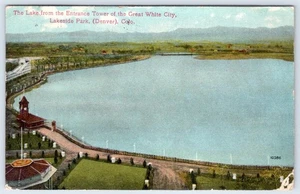 1906 LAKE from ENTRANCE TOWER of THE GREAT WHITE CITY DENVER COLORADO POSTCARD - Picture 1 of 2