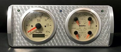 1940 FORD CAR 2 GAUGE GPS DASH PANEL QUAD STYLE ENGINE TURNED TAN Foto 1 de 4