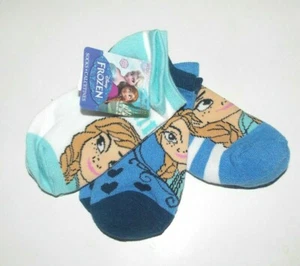 Disney Frozen 3 Pairs Girls Socks Elsa and Anna Blues Size 6-8 NWT - Picture 1 of 1