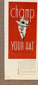 Anuncio impreso Champ Hats 1945 - La Salle Hat Co. clásico para hombre Fedora moda vintage - Imagen 1 de 1