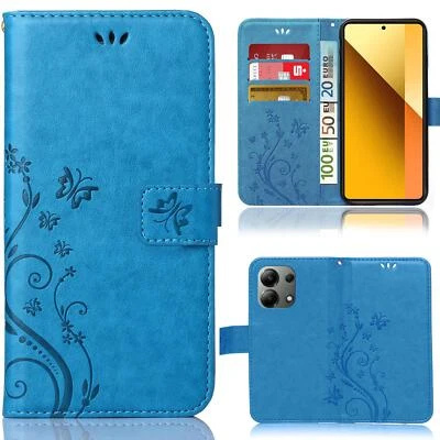 NUMIA Handy Tasche für Xiaomi Redmi Note 13 Schutz Hülle Flower Book Cover Wallet Case