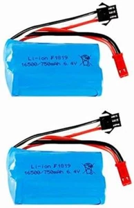 Lot de 2 batteries LiPo 6.4V 750mAh pour voitures RC | Compatible avec A959-A... - Photo 1/7