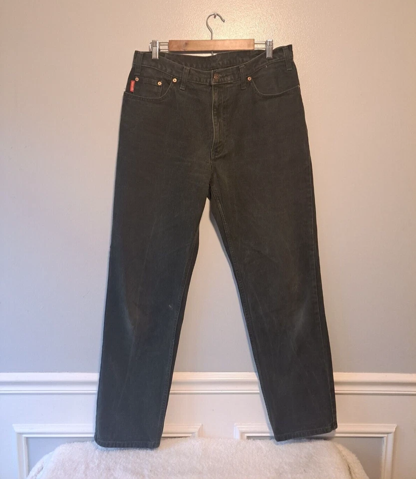 Pantalones de mezclilla Mustang para hombre rectos informales verdes bolsillo botón cremallera talla 36x32 Foto 1 de 4