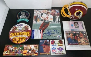 Joe Theisman Signed Photo Washington Redskins Lot Mini Helmet Patch Cards Button - Picture 1 of 5