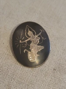 Vintage Siam Silver Enamel Dancing Girl Brooch - Picture 1 of 5