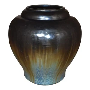 Fulper 1917-23 Arts And Crafts Pottery Black Blue Flambe Glaze Ceramic Vase 591 - Picture 1 of 6