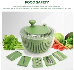 SUSTEAS 5 in 1 Large Salad Spinner Dehydrator with Vegetable Chopper, Drainer Ut - Picture 1 of 7