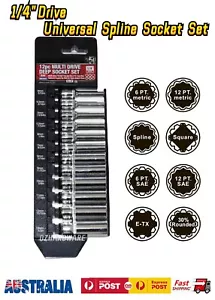 Socket Set 12pc 1/4" Dr Metric & SAE Multi-Drive Deep Socket CR-V Quality - Picture 1 of 3