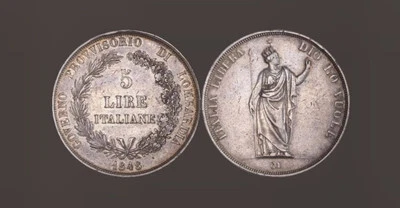 1848- Italy- Lombardy-Venetia (Provisional Government). Silver 5 Lire Coin. XF! - Image 1 of 4