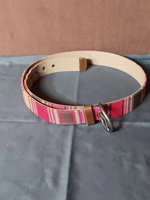 Cinturón vintage de algodón guatemalteco para mujer talla XL rayas coloridas hebilla de metal Foto 1 de 4