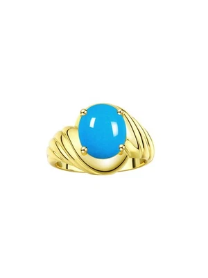 ANILLO SOLITARIO OVALADO RYLOS ORO AMARILLO 14K TURQUESA CLÁSICO 12X10MM TALLA 5-13 Foto 1 de 4
