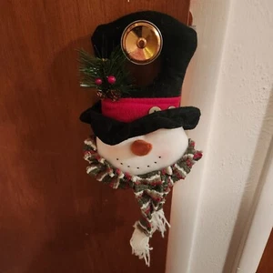 Vintage Plush Snowman with Scarf Doorknob Hanger Christmas Holiday Decoration - Picture 1 of 4