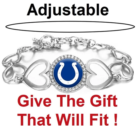 Indianapolis Colts Womens Heart Link Adjust. Bracelet w Gift Pkg D27 Cover