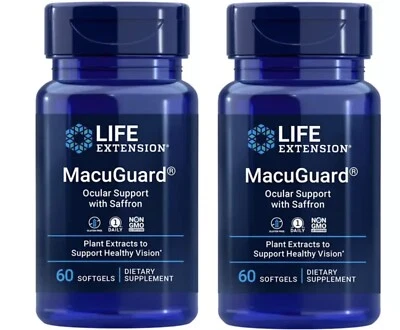 2X Life Extension MacuGuard soporte ocular con cápsulas blandas de azafrán 60ct - caducidad 3/2025 Foto 1 de 4