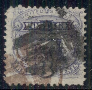 Locomotora Scott 114 3¢ con negro y muy escasa ""MARRÓN"" cancelación - Imagen 1 de 1