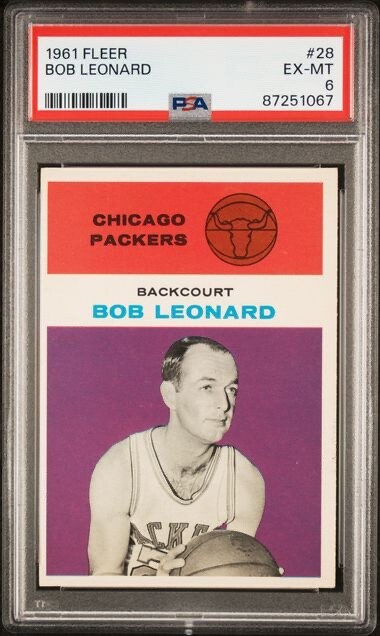 1961 Fleer Basketball # 28 Bob Leonard PSA 6 EXMT Chicago Packers