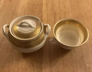 Antique Damaged Bridgewood Gilt Cup & Sugar Bowl - Picture 1 of 11