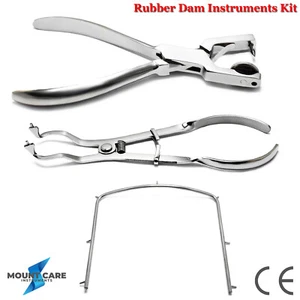 Rubber Dam Dental Instruments Ainsworth Punch Pliers Light Ivory Frame Set of 3 - Picture 1 of 4