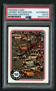Johnny Rutherford #15 signed autograph 1988 MAXX Charlotte Racing Card PSA Slab