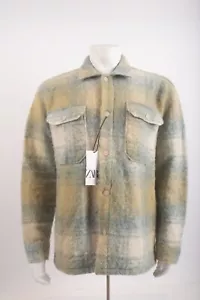 Zara Mens Shacket Jacket Blue Button Down Blue green XL X-Large 7545/527 NWT - Picture 1 of 6