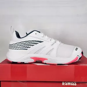 Size 3 Big Kids - K-SWISS SpeedTrac - White / Stargazer / Neon Blaze - Tennis - Picture 1 of 8