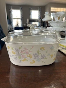Vintage Corning Ware Pastel Bouquet A-5-B Casserole Dish w/Pyrex Dome A-5-C Lid - Picture 1 of 10