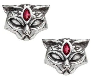 Sacred Cat Studs, Earrings, Gothic Feline Egyptian Goddess Gift, Alchemy England - Picture 1 of 5