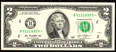Crisp UNC 2013 2$ Star Note NY Federal Reserve Note, Ft Worth printing, [C84 - Image 1 of 2
