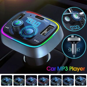 Car Wireless FM Transmitter Adapter Bluetooth 5.0 2USB PD Charger AUX Hands-Free - Picture 1 of 24