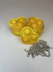 Push Pop Bubble Sensory Fidget Toy Key Chain Heart Sold Individually Yellow - Picture 1 of 3