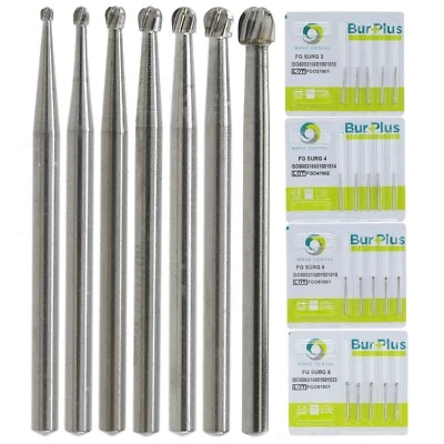 WAVE Dental Surgical Round Burs 2 4 6 8 FG SURG Long 25mm Carbide Bur High Speed - Image 1 of 4