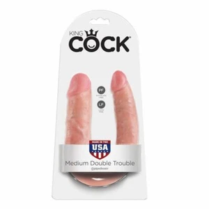 FALLO DOPPIO VAGINALE ANAL SEX DILDO REALISTICO KING COCK U-SHAPED MEDIUM TOYS - Foto 1 di 5