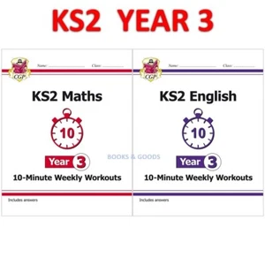 KS2 Year 3 Maths and English 10 Minute Weekly Workouts with Answer Ages 7-8 CGP - Picture 1 of 12