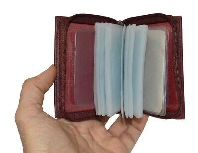 Leatherboss 30 Pages Credit card or picture holder Wallet with zipper closing - Image 1 of 4