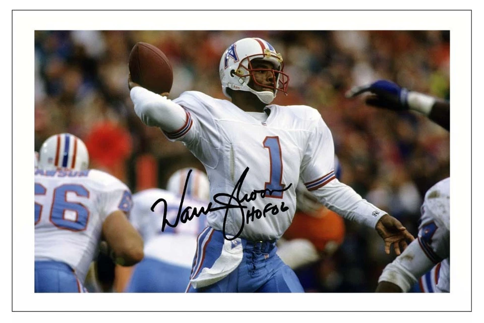 WARREN MOON HOUSTON OILERS SIGNED PHOTO AUTOGRAPH PRINT NFL FOOTBALL - Image 1 of 1