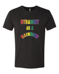 Straight as a Rainbow Humor LGBTQ Men Premium Tri Blend Tshirt - Picture 1 of 15