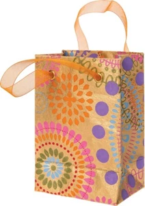 Gold Medallion Print 6" Paper Gift Bag - Picture 1 of 1