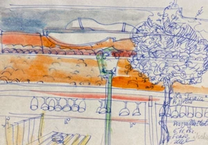 Acuarela de restaurante 2015 en Forio Italia - Imagen 1 de 2