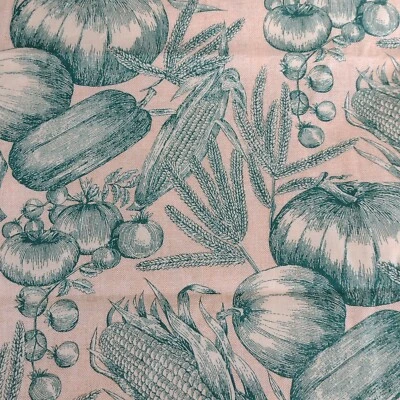 Cranston Home Fashions Fabric Fall Harvest Vegetables Tan Green 5.44 Yds X 60" W - Image 1 of 4