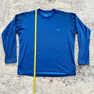 Camicia vintage USA Patagonia uomo L blu manica lunga strato base capilene outdoor - Foto 1 di 7