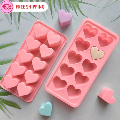 1pc Heart-Shaped Silicone Mold Tray Candy, Chocolate, Ice Cube Maker, Dusty Pink - Image 1 of 4